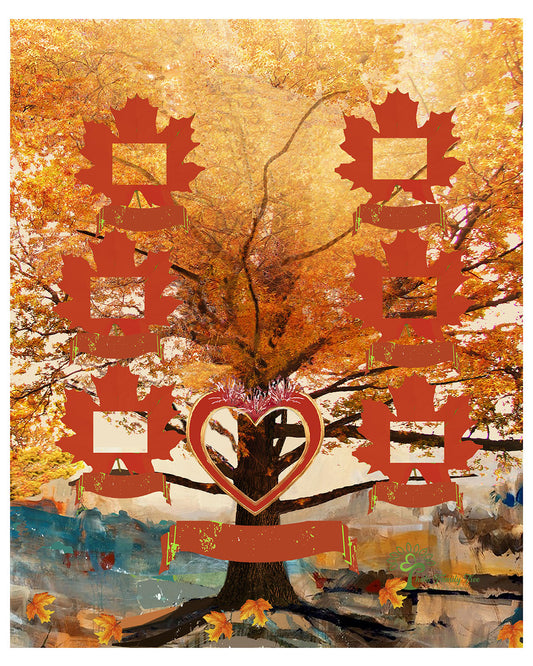 Maple Tree Neclear Family Tree Canvas with Six Children