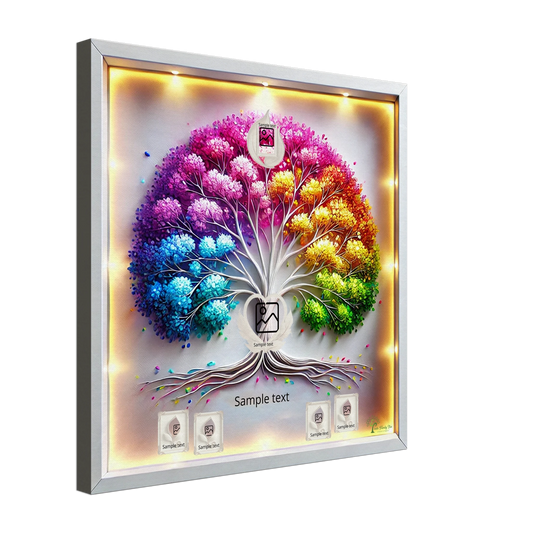 Rainbow 3D Family Tree Shadow Box with LED Lights