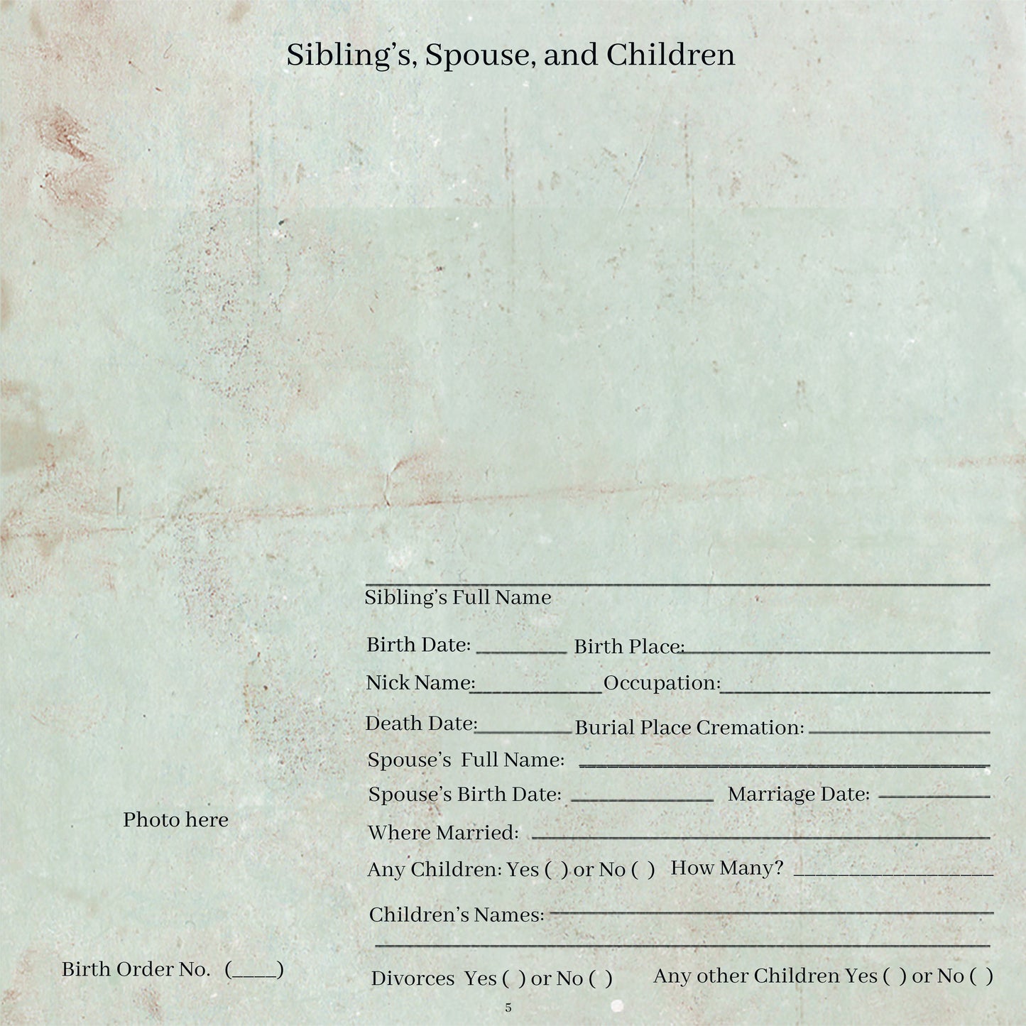 Individual Family History Scrapbook Pages II