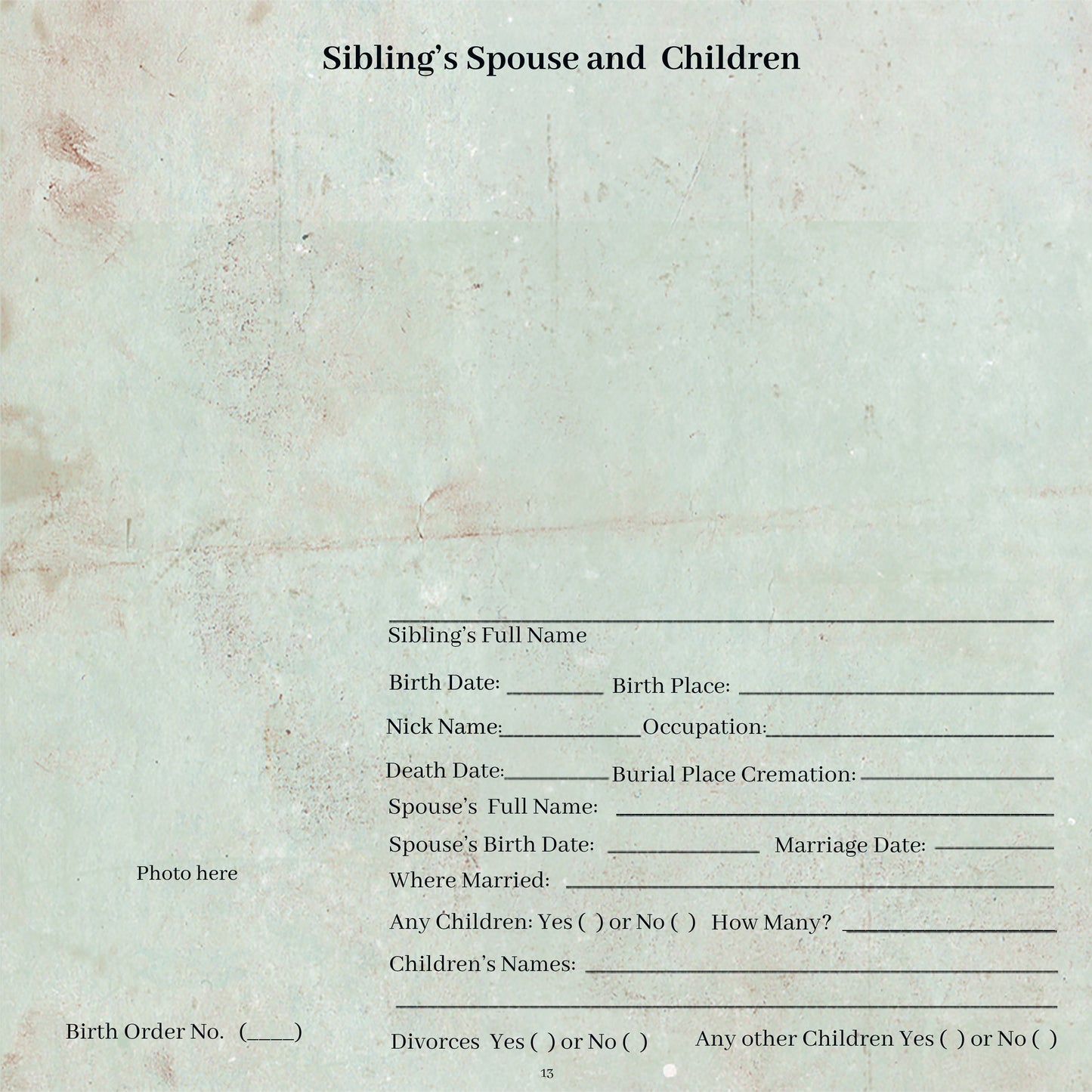 Individual Family History Scrapbook Pages II