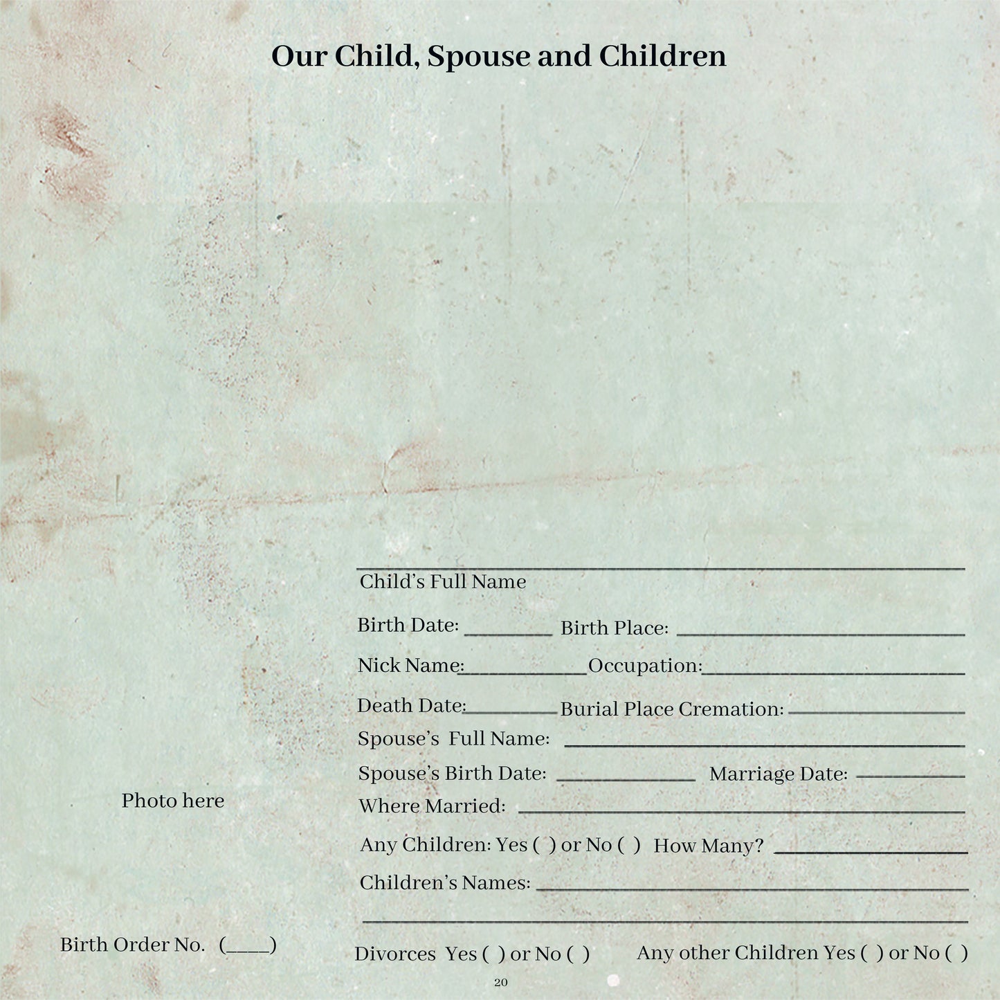 Individual Family History Scrapbook Pages II