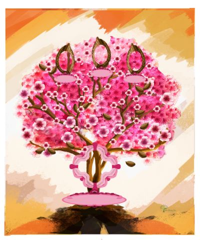 Copper: Whimsical Cherry Blossom Tree - Slim