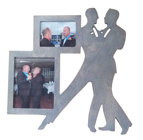 Gay Couple Wedding Frame – Coastal Grey