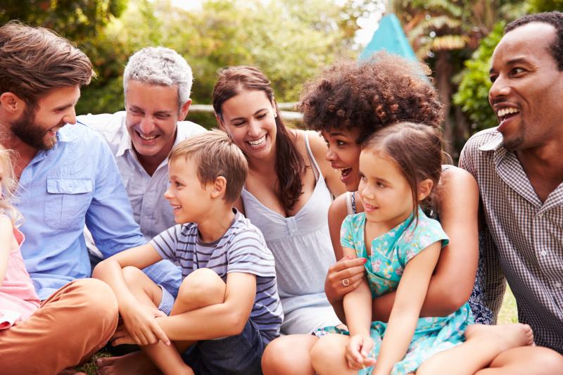 Two Families having enjoying each other' company