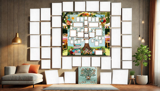 An example of a wall filled with Canvas family art photos