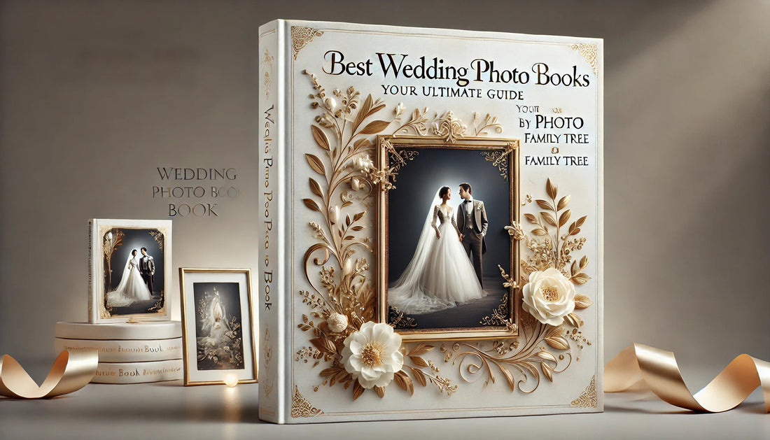 White and gold wedding photo book cover