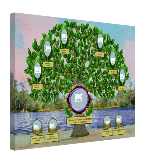 Bronze Realistic Live Oak Family Tree – Slim Canvas