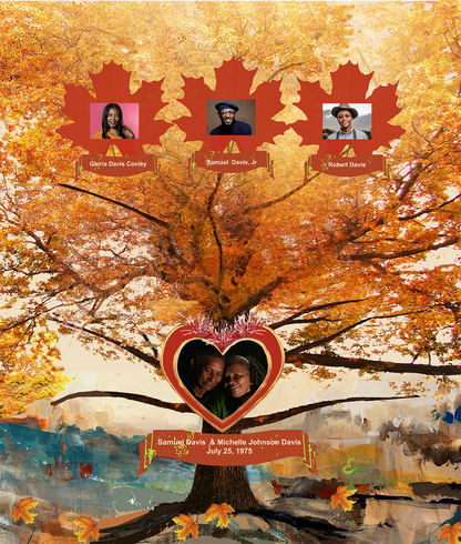 Copper Realistic Maple Family Tree – Slim Canvas