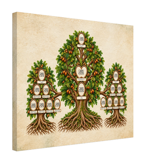 Heritage Oak 5-Generation Family Tree – Personalized Canvas