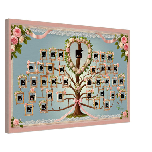 Elegant Wedding Tree Canvas Print – Heart-Shaped Photo Frame with Family Memories