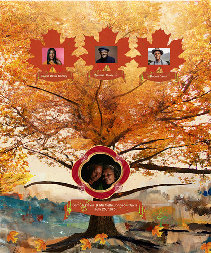 Copper Realistic Maple Family Tree – Slim Canvas