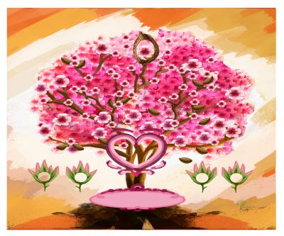 Bronze: Whimsical Cherry Blossom Tree - Slim