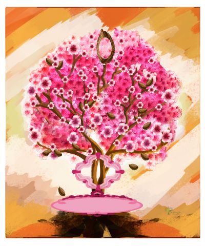 Copper: Whimsical Cherry Blossom Tree - Slim