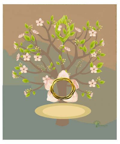 Copper: Whimsical  Frangipani Tree - Slim