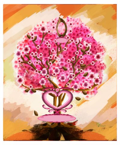 Copper: Whimsical Cherry Blossom Tree - Slim