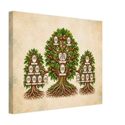 Heritage Oak 5-Generation Family Tree – Personalized Canvas
